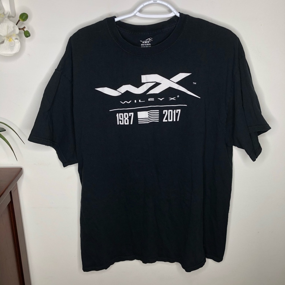 Men’s Wiley X Cotton Short Sleeve Black Tee with White Logo Graphic XL
